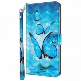 Custodia in pelle Moto G51 5G Farfalle Blu Volanti