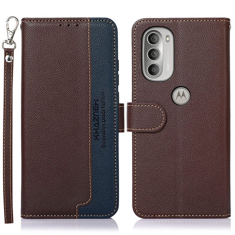 Custodia in pelle Moto G51 5G Lychee Style Rfid Khazneh