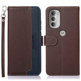 Custodia in pelle Moto G51 5G Lychee Style Rfid Khazneh