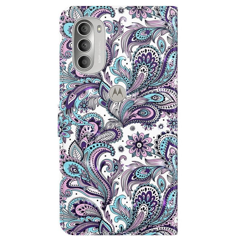 Custodia in pelle Moto G51 5G Paisley