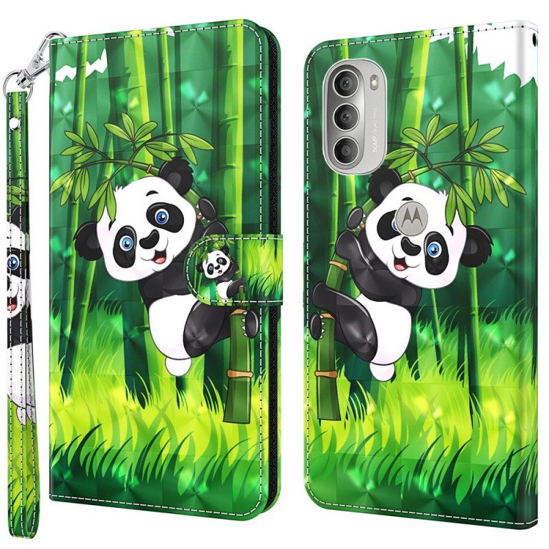 Custodia in pelle Moto G51 5G Panda E Bambù
