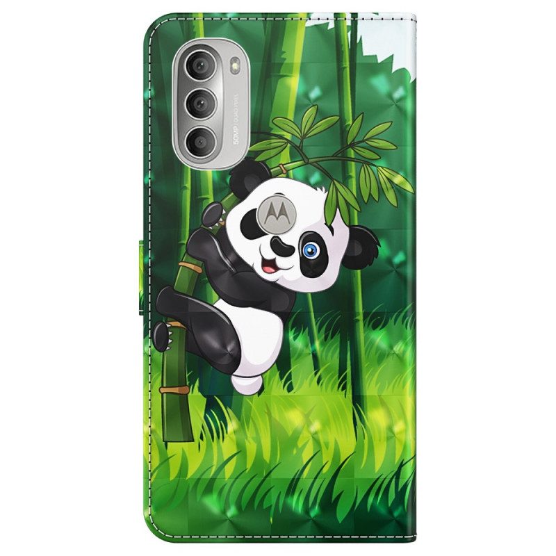 Custodia in pelle Moto G51 5G Panda E Bambù