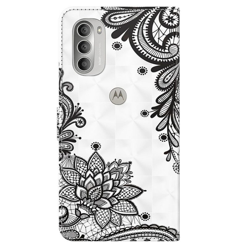 Custodia in pelle Moto G51 5G Pizzo Elegante