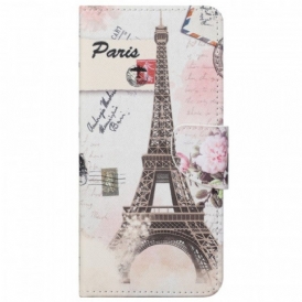 Custodia in pelle Moto G51 5G Retrò Torre Eiffel
