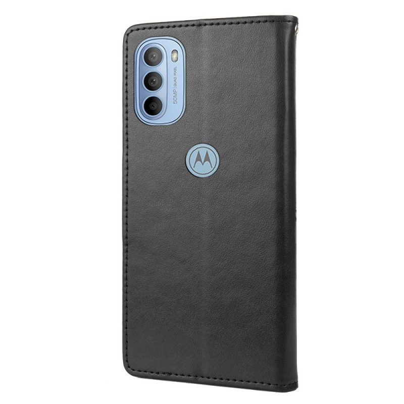 Custodia in pelle Moto G51 5G Splendide Farfalle Cinturino