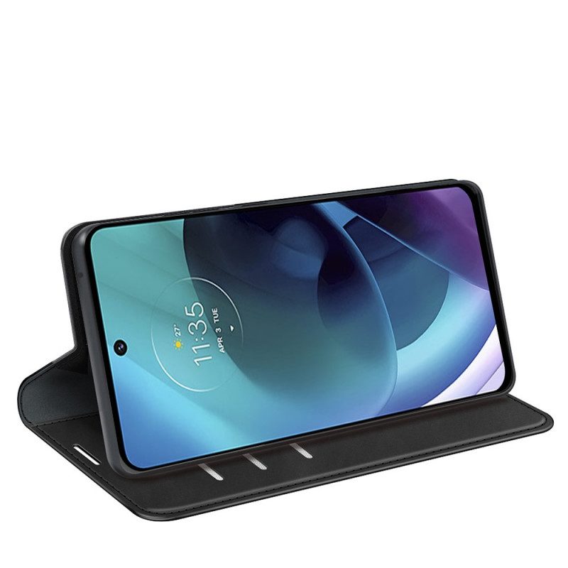 Folio Cover Moto G51 5G Custodia in pelle Effetto Pelle Morbida Seta