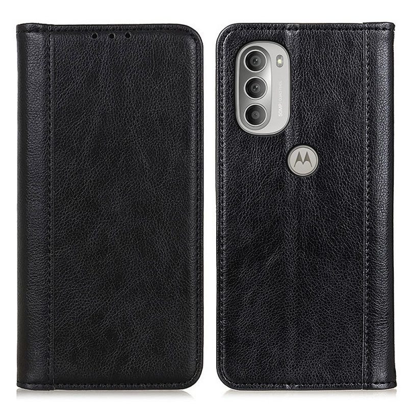 Folio Cover Moto G51 5G Custodia in pelle Eleganza Split Litchi Leather
