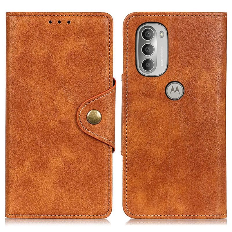 Folio Cover Moto G51 5G Ecopelle Vintage E Bottone