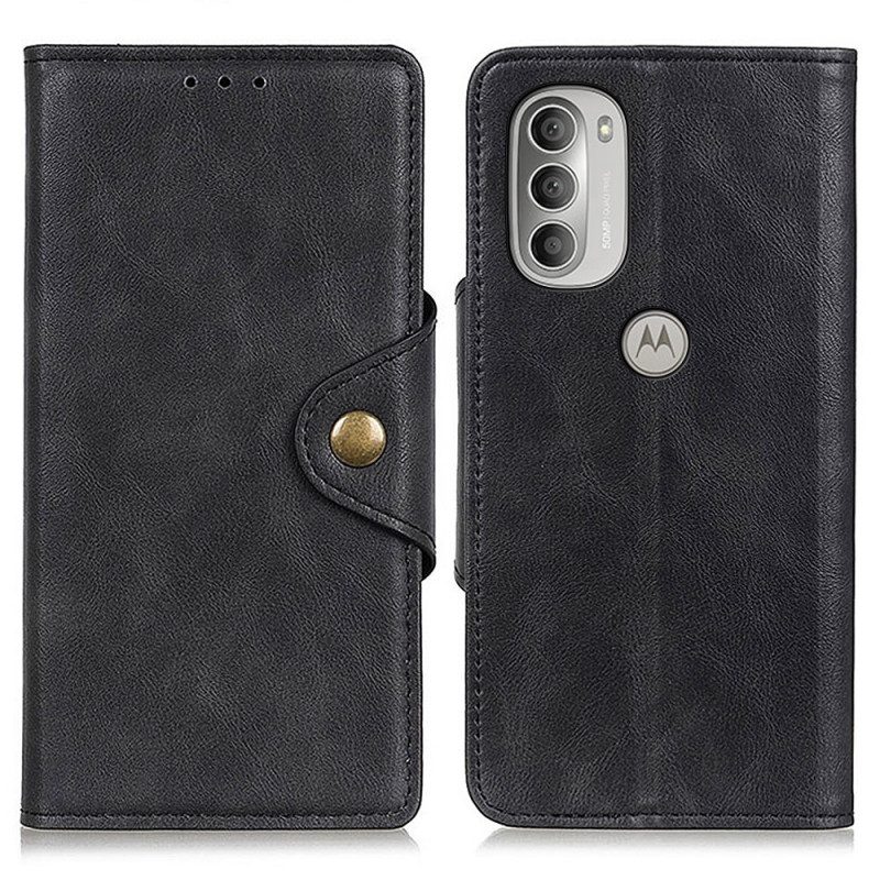 Folio Cover Moto G51 5G Ecopelle Vintage E Bottone