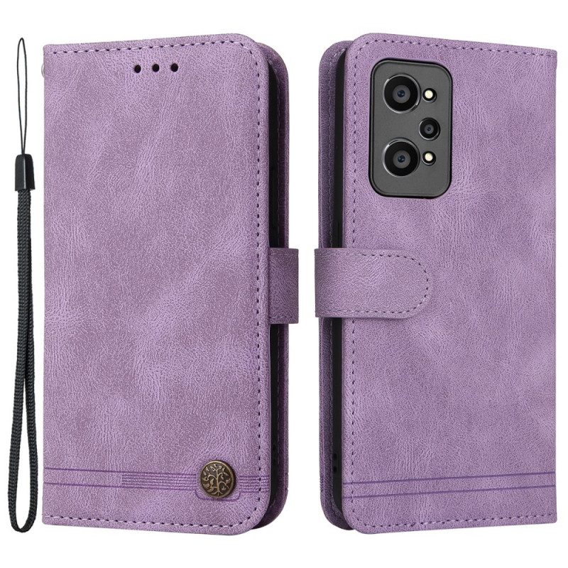 Custodia in pelle Realme GT Neo 3T / Neo 2 Rivetto E Cinturino In Ecopelle