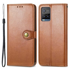 Folio Cover Vivo Y21 Chiusura A Rivetto E Cinturino