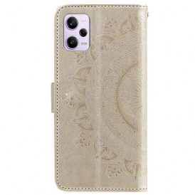 Custodia in pelle Xiaomi Redmi Note 12 Pro Mandala Sole Con Cordino
