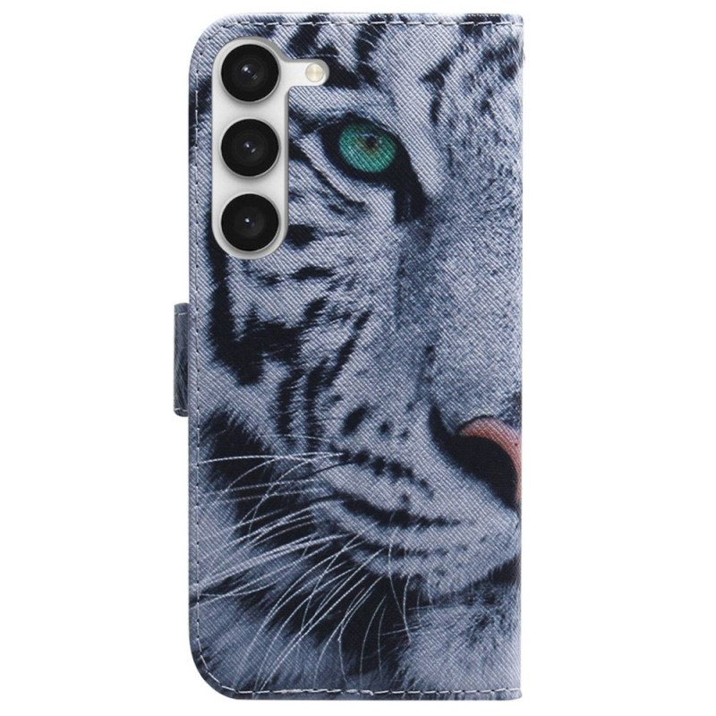 Custodia A Portafoglio Samsung Galaxy S23 5G Tigre Bianca