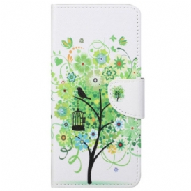 Custodia in pelle Samsung Galaxy S23 5G Albero Con Foglie Verdi
