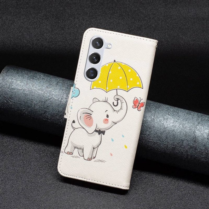 Custodia in pelle Samsung Galaxy S23 5G Cucciolo Di Elefante