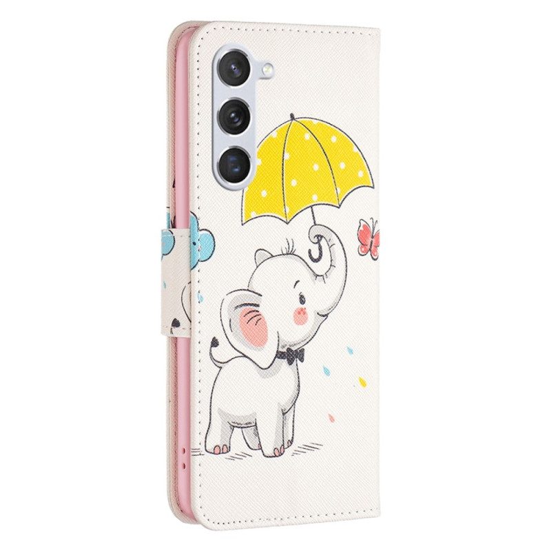 Custodia in pelle Samsung Galaxy S23 5G Cucciolo Di Elefante