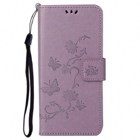 Custodia in pelle Samsung Galaxy S23 5G Farfalle E Fiori