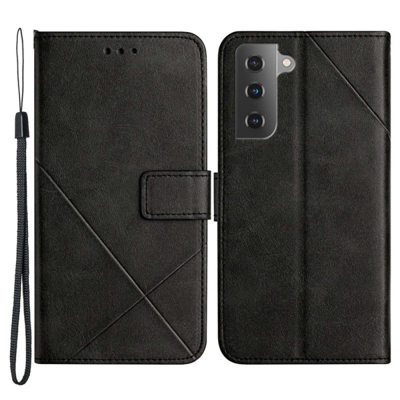 Custodia in pelle Samsung Galaxy S23 5G Linee Geometriche A Strisce