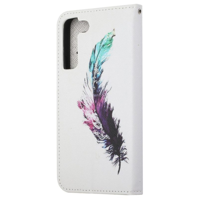 Custodia in pelle Samsung Galaxy S23 5G Piuma Con Cordino