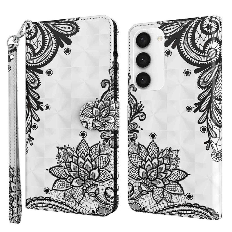 Custodia in pelle Samsung Galaxy S23 5G Pizzo Con Spalline