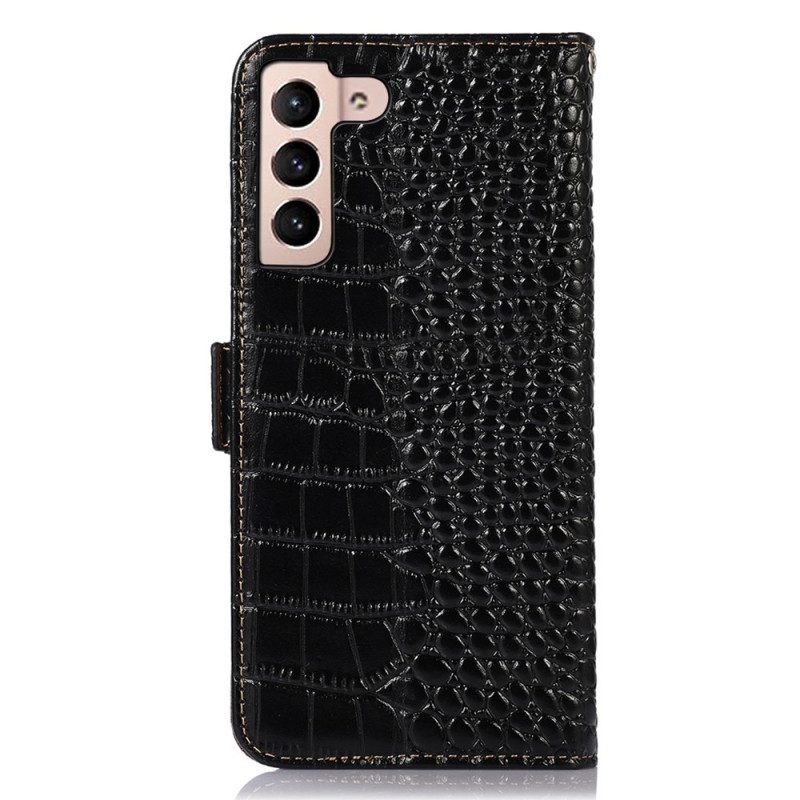 Custodia in pelle Samsung Galaxy S23 5G Rfid Stile Coccodrillo