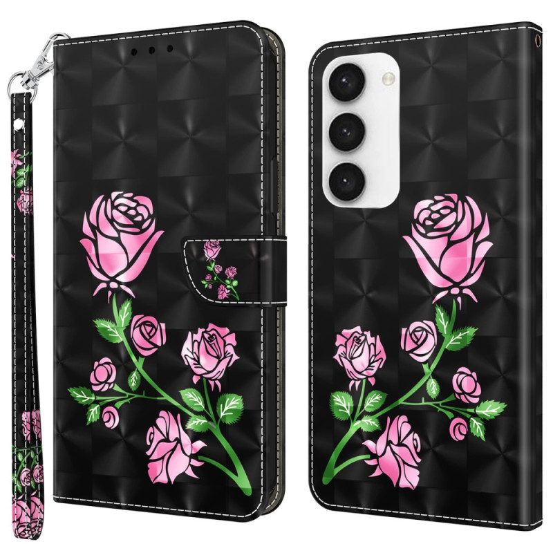 Custodia in pelle Samsung Galaxy S23 5G Strappy Grafico Rosa