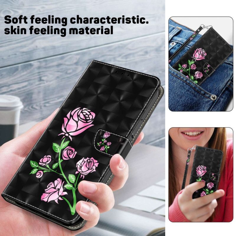 Custodia in pelle Samsung Galaxy S23 5G Strappy Grafico Rosa