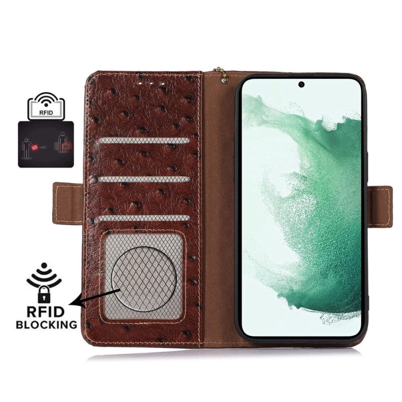 Folio Cover Samsung Galaxy S23 5G Rfid In Vera Pelle Martellata