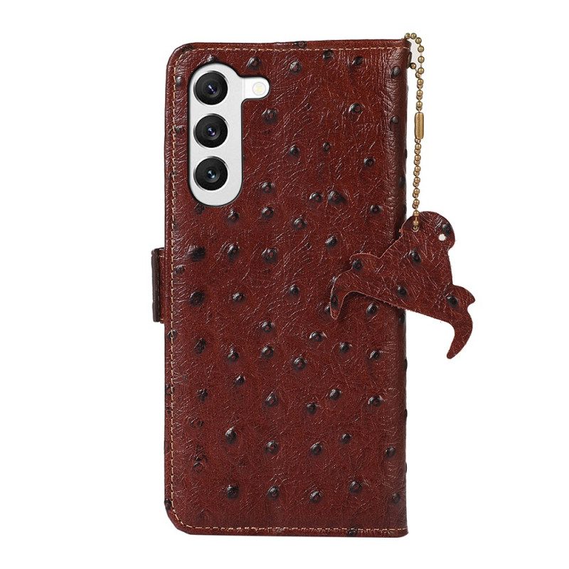Folio Cover Samsung Galaxy S23 5G Rfid In Vera Pelle Martellata