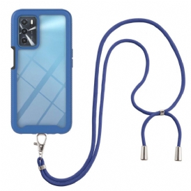 Cover Oppo A16 / A16s Ibrido Con Cordoncino E Contorno Colorato