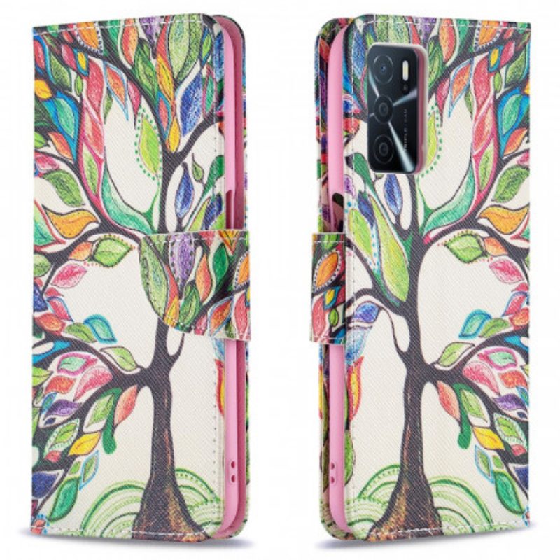 Custodia in pelle Oppo A16 / A16s Albero Colorato