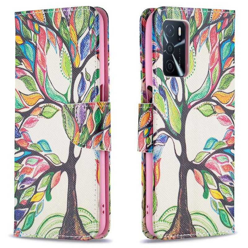 Custodia in pelle Oppo A16 / A16s Albero Colorato