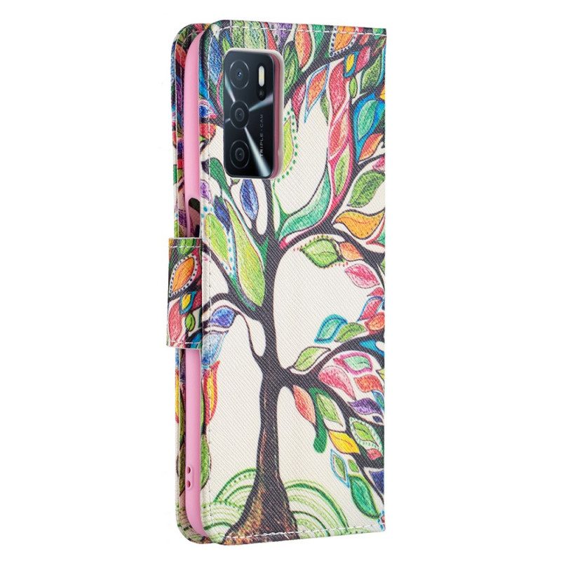 Custodia in pelle Oppo A16 / A16s Albero Colorato