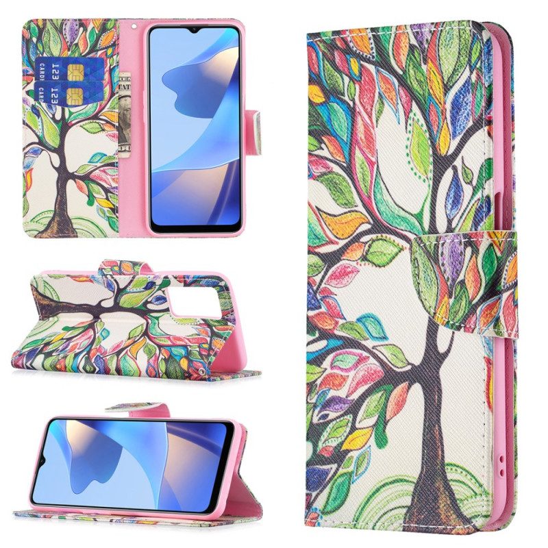 Custodia in pelle Oppo A16 / A16s Albero Colorato