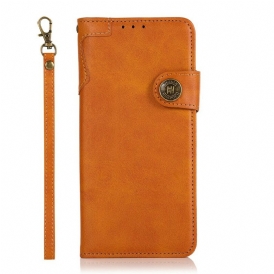Custodia in pelle Oppo A16 / A16s Bottone In Ecopelle Khazneh
