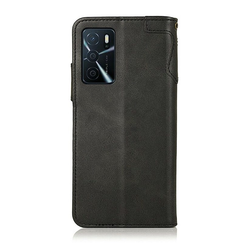 Custodia in pelle Oppo A16 / A16s Bottone In Ecopelle Khazneh