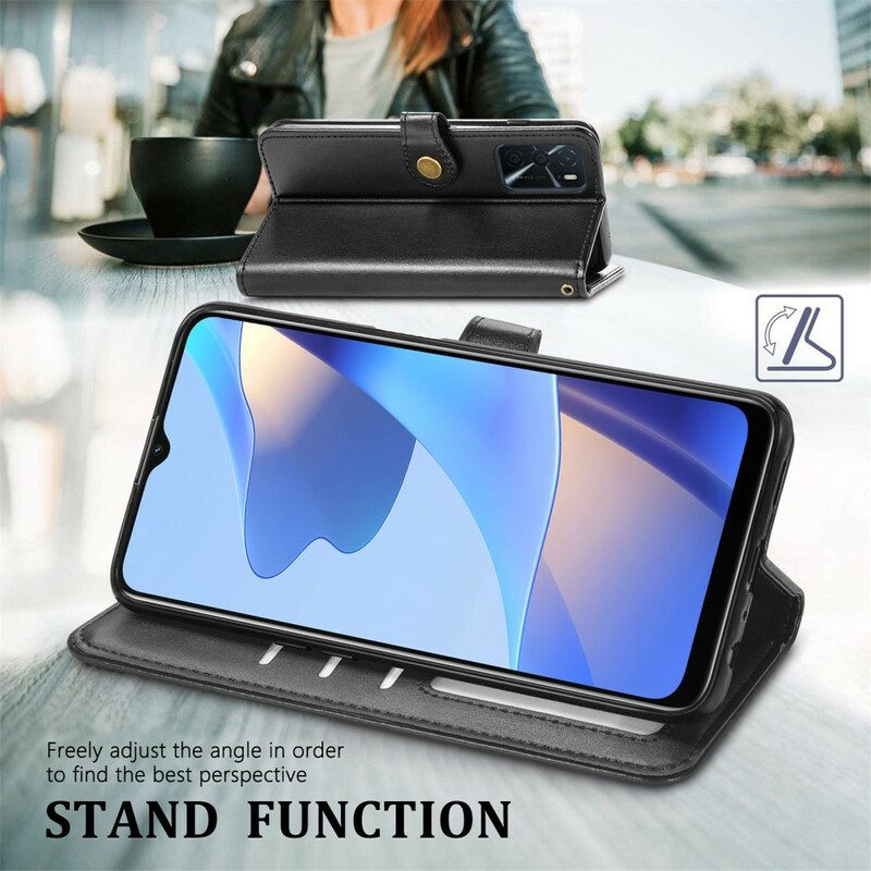 Custodia in pelle Oppo A16 / A16s Ecopelle E Chiusura Vintage