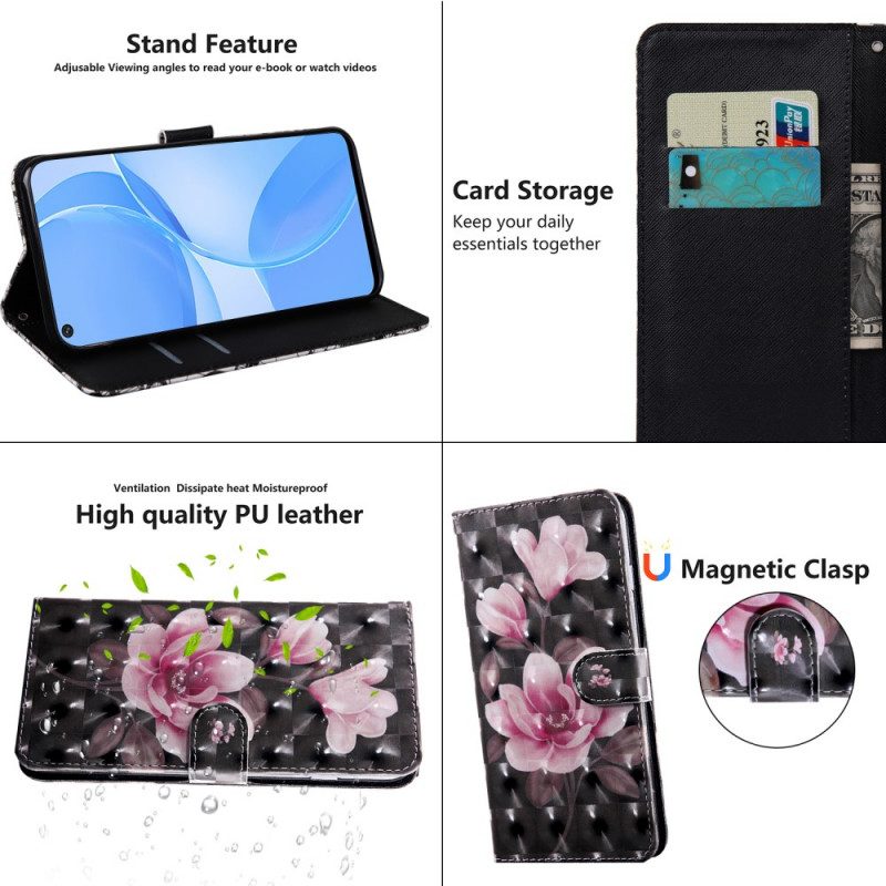 Custodia in pelle Oppo A16 / A16s Fiori Sbocciati