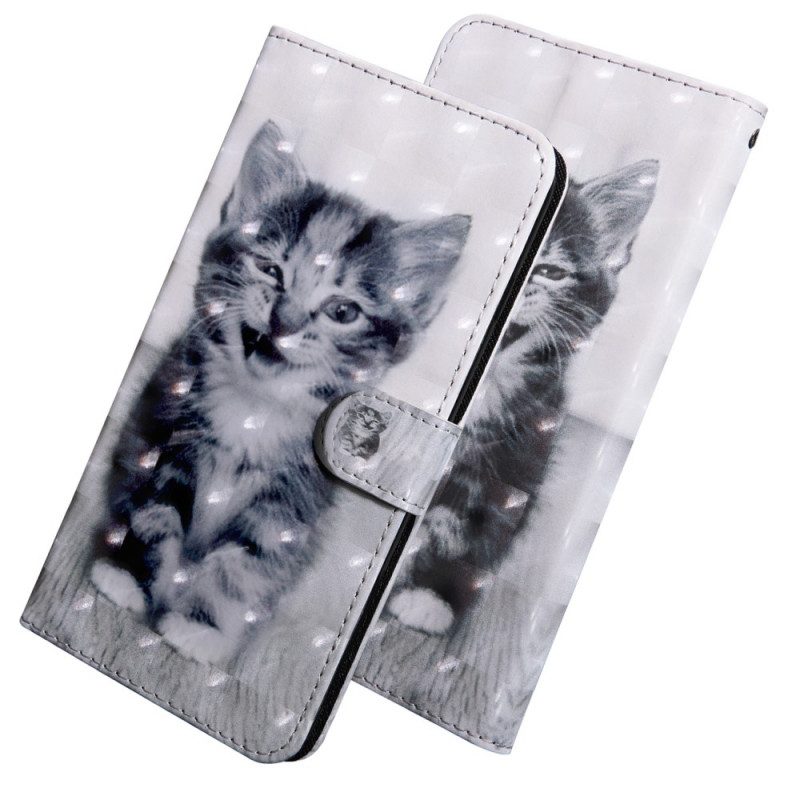 Custodia in pelle Oppo A16 / A16s Gatto Bianco E Nero