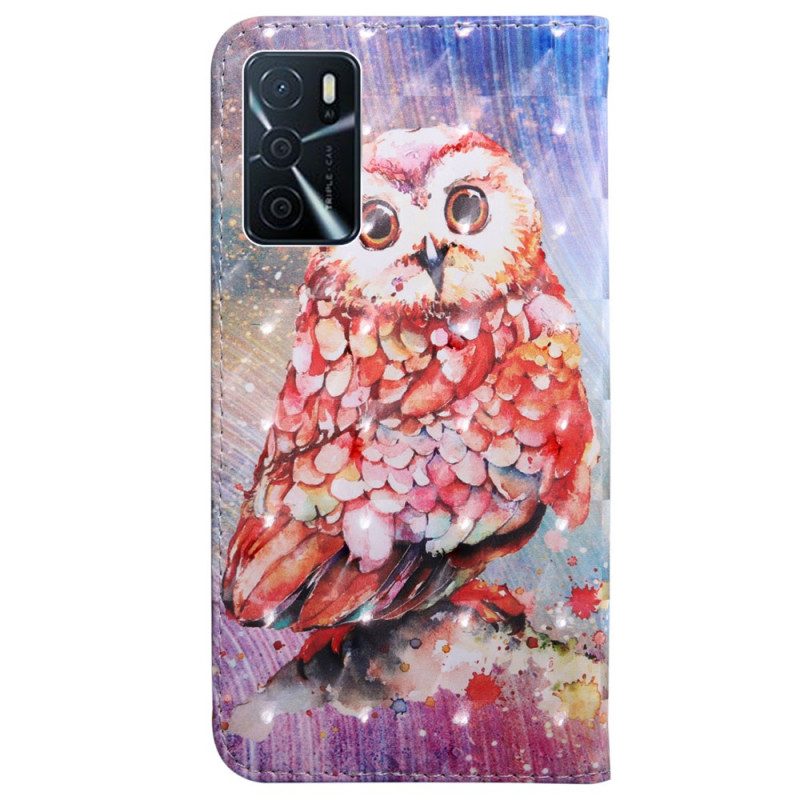 Custodia in pelle Oppo A16 / A16s Gufo Il Pittore