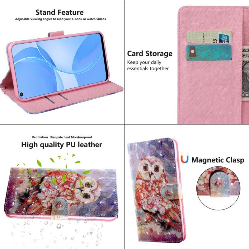 Custodia in pelle Oppo A16 / A16s Gufo Il Pittore