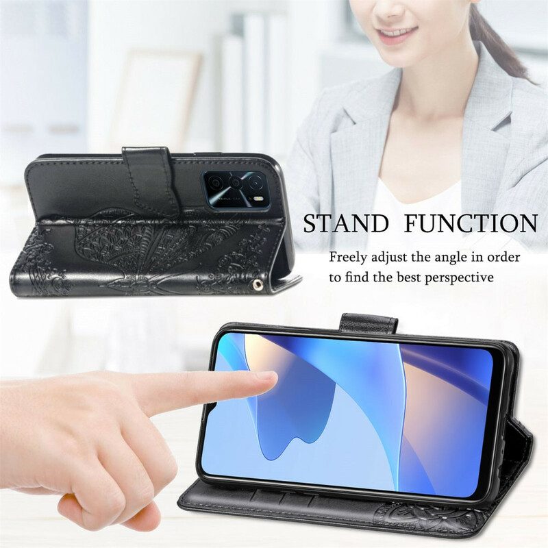 Custodia in pelle Oppo A16 / A16s Mezze Farfalle