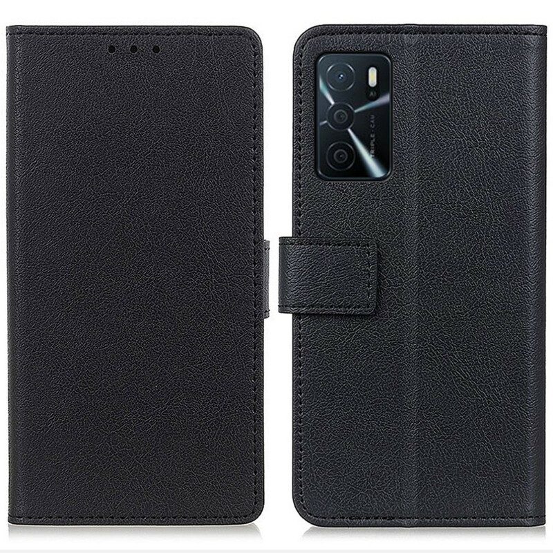 Custodia in pelle Oppo A16 / A16s Semplice Effetto Pelle Lucida