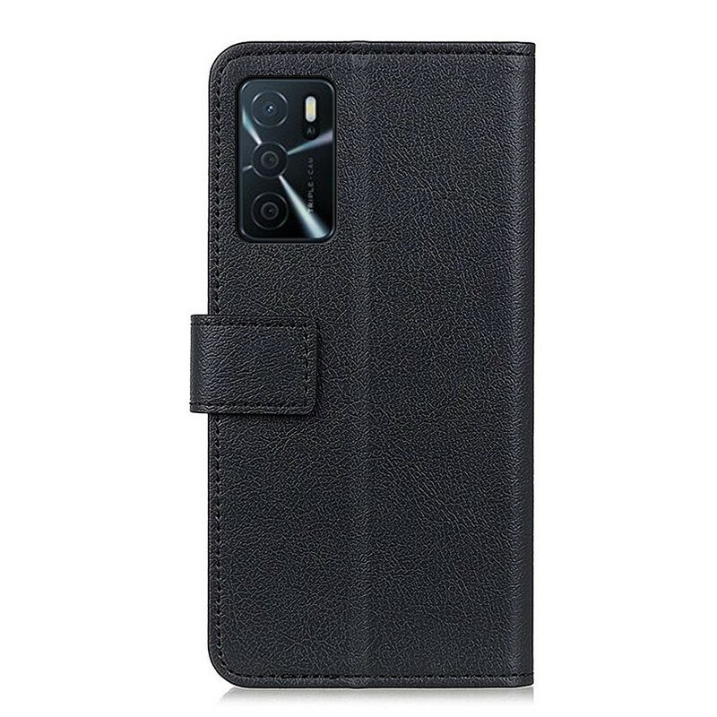 Custodia in pelle Oppo A16 / A16s Semplice Effetto Pelle Lucida