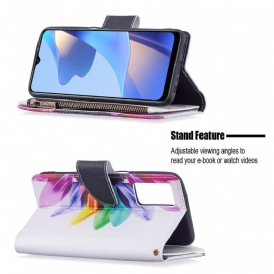 Custodia in pelle Oppo A16 / A16s Tasca Con Zip A Fiore