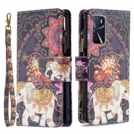 Custodia in pelle Oppo A16 / A16s Tasca Con Zip A Forma Di Elefante