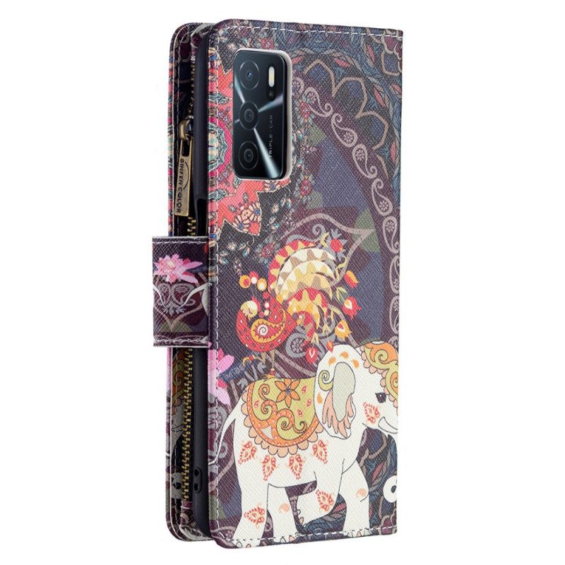 Custodia in pelle Oppo A16 / A16s Tasca Con Zip A Forma Di Elefante