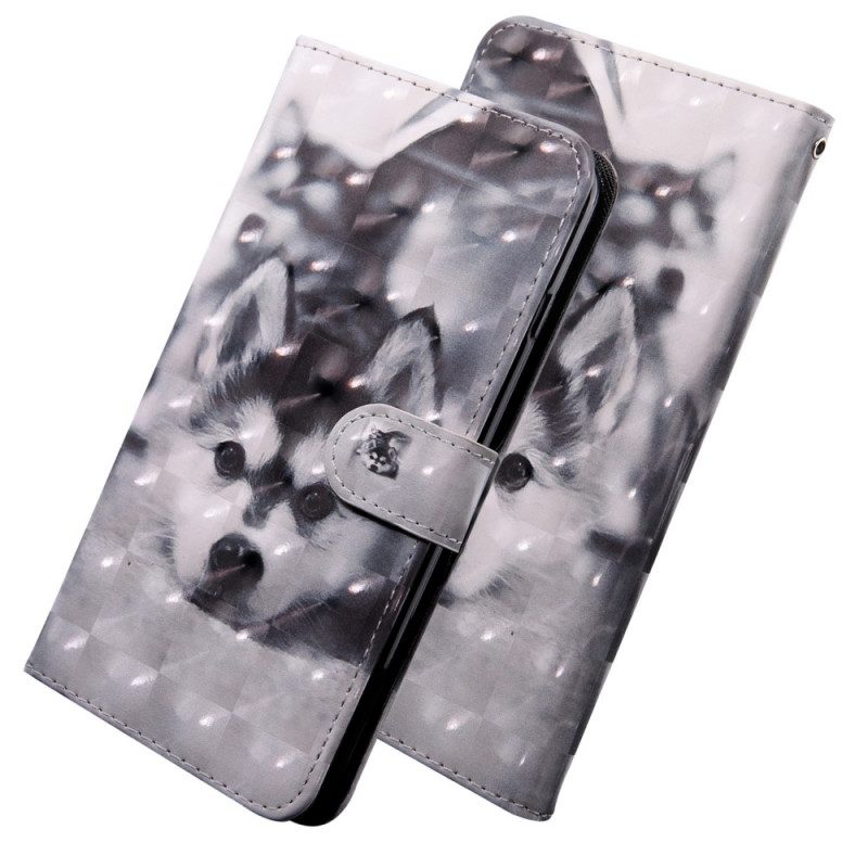 Folio Cover Oppo A16 / A16s Cane In Bianco E Nero