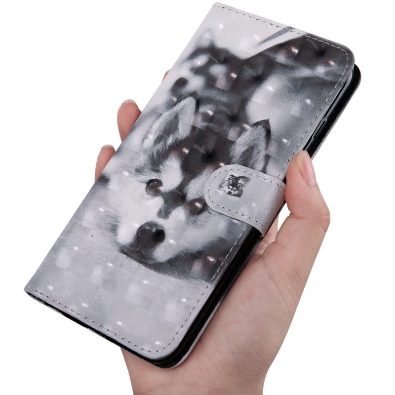 Folio Cover Oppo A16 / A16s Cane In Bianco E Nero