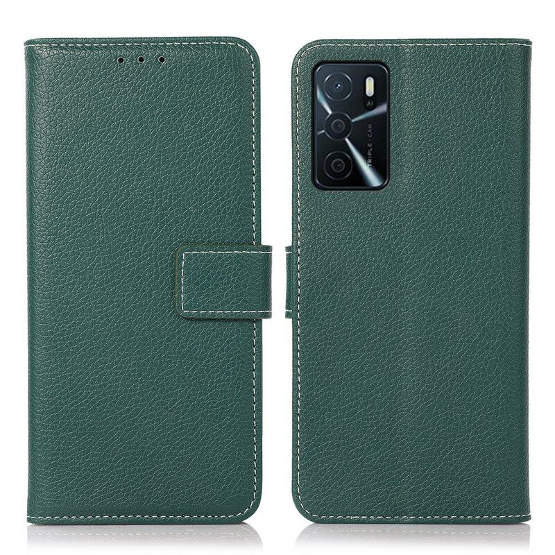 Folio Cover Oppo A16 / A16s Cuciture Litchi Effetto Pelle